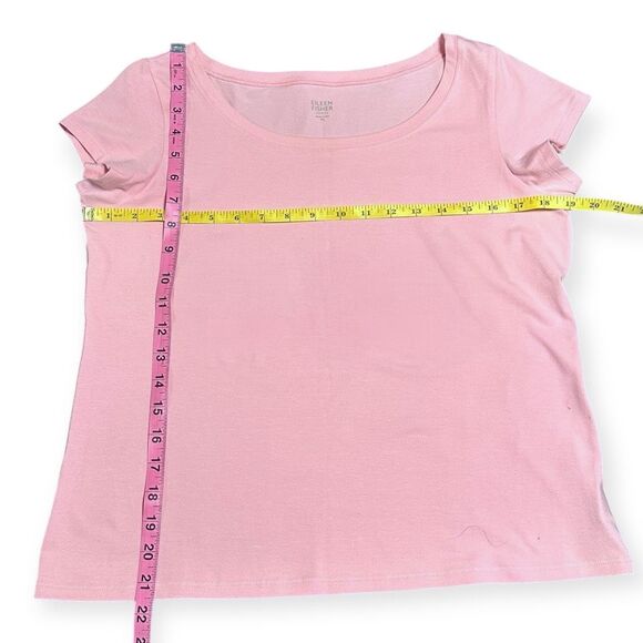 EILEEN FISHER Women’s Pink Organic Cotton Stretch Scoop Neck Tee Petite Large - Picture 5 of 5
